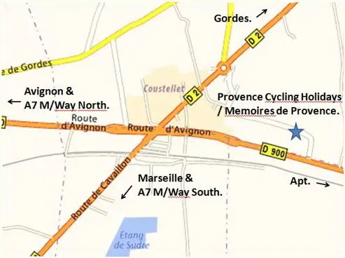 Provence bicycle trips - How to find us once in Coustellet.