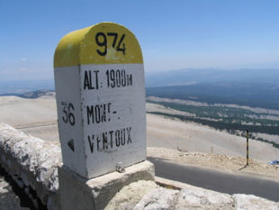 Mont Ventoux mile stone @ 1900 metres - almost there!